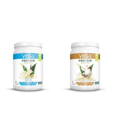 Vega Protein and Greens Vanilla + Coconut Almond (18 Servings Each) Plant Based Protein Powder | Pea Protein For Women and Men