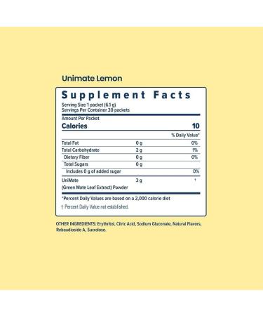 Unicity Unimate Ultra-concentrated Yerba Mate Drink Mix Lemon Flavour 3g Yerba Mate 60 Packets 183g Unicity Balance Glucose and Cholesterol Support Drink Mix Natural and Artificial Orange Flavour 3g Sugar 30 Packets 435g - Buy Online on GoSupps.com