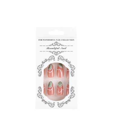 Sethexy Abstract Almond Shape False Nails - 24-Pack Green French Press-On Acrylic Nails for Women & Girls - Buy Online on GoSupps.com