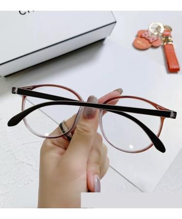 Qinzhenz Round Anti-Blue Light Reading Glasses | Glare-Free HD Computer Readers for Men & Women | Coffee Color | +0.00 Strength - Buy Online on GoSupps.com