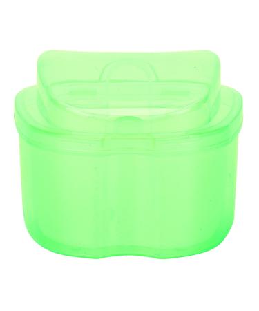 Prostheses suitcase prostheses bathing case box soothing container storage box for false teeth with a sieve basket for prostheses transparent braces mouth protection night protection and brackets (green)