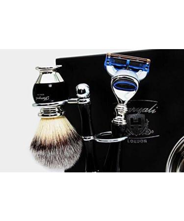 Premium Black Shaving Care Gift Set for Him | Synthetic Hair Brush Safety Razor & Accessories - Buy Online on GoSupps.com