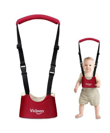 Vicloon Hand-held Baby Walker Toddler Walking Assistant Helper Kid Safe Walking Protective Belt Child Harnesses Learning Assistant Belt red
