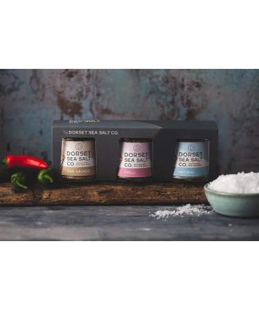 Dorset Sea Salt Co. - Flavoured Salt Gift Set (3x100g) - Aromatic Chilli Smoked & Natural Award-Winning Hand Harvested Sea Salt Flakes Perfect for Seasoning Marinading or Creating a Delicious Rub - Buy Online on GoSupps.com