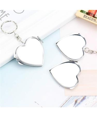 Portable Folding Metal Compact Mirror Keychain - Set of 4 | Travel Mini Makeup Mirror with Key Ring - Heart Shaped - Buy Online on GoSupps.com