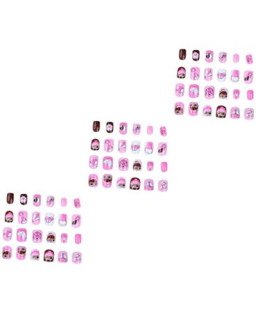 minkissy Children Fake Nail 3 Sets Cartoon Nail Art Sticker Kids Art Fake Nail Nail Stickers Kids False Nail Colorful Finished Nail Art Child Colorful Kids Nail Stickers