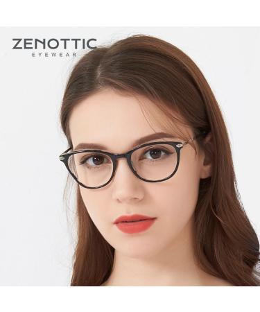 ZENOTTIC Vintage Round Glasses Frame - Retro Clear Lens Nerd Glasses for Women & Men - Tortoiseshell/Blue No Prescription International Shipping - Buy Online on GoSupps.com