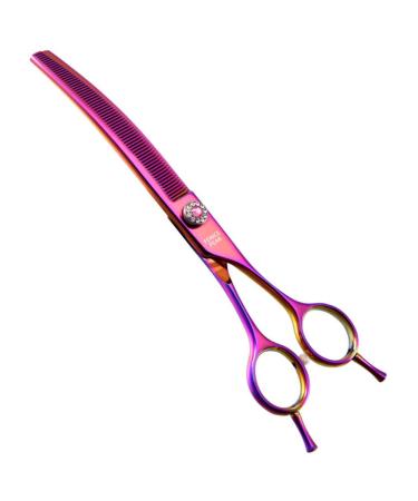 Fenice Peak Professional Dog Grooming Scissors Pet Curved Thinning Shears 7.0'' Extremely Sharp Blades 440C Steel Thinning Scissors Durable Smooth Motion & Fine Cut for Dogs and Cats (Multicolored)