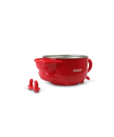 Neno Thermal Children's Tableware Set - Baby Feeding Containers Fork and Suction Bowls in Mucca Red | 200ml Silicone Bottle | Safe & Non-Slip - Buy Online on GoSupps.com