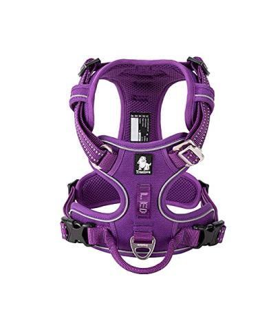 Truelove no pull dog harness reflective dog harness for dogs adjustable soft padded pet vest with simple operating handle TLH56512 S Purple