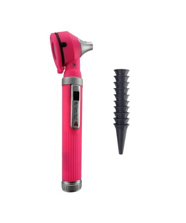 Hossa Int-Otoscopes with light 3 times enlargement 10 speculum tips size tool for diagnostics with hard plastic case piccolight otoscope set for nurse children adults (pink)