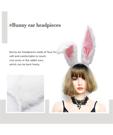 Furry Rabbit Ear Bunny Ears Headband for Women - White | Perfect for Parties, Prom, Cosplay | Cute and Fun Costume Hair Accessory - Buy Online on GoSupps.com