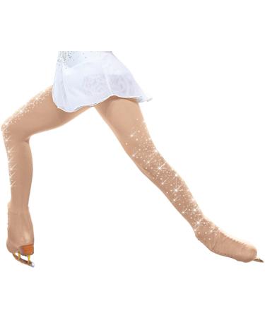 Chloe Noel Figure Skating Over The Boot Tights with Crystals on Both Legs TB8832 Light Tan CXL/AXS (12-14)