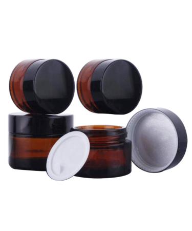 Kingyh 4 pieces 20ml 30ml cream can empty amber glass bottle of brown -fillable glass containers with lid and liner transparent cremes for cosmetics face creams athheric oils powder 20ml/30ml