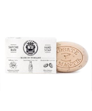 ABBATE Y LA MANTIA Milk Soap with Coffee Beans - Exfoliating and Deeply Moisturizing - With Donkey Milk and Saffron - 175g - Made in Italy