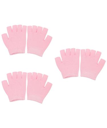 FOMIYES 3 Pairs Gel Moisturizing Gloves Dappen Dishes for Acrylic Grooming Glove Hand Softening Gloves Hydrating Cracked Hand Healing Gloves Mittens Pink Skin Gel Cosmetic Women's Knitting