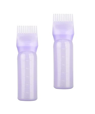 2pcs Root Comb Applicator Bottle Purple Hair Dye Brush Bottle Hair Dyeing Bottle Brush for Dyeing Shampoo Bottle Oil Comb Hair Tool Applicator Brush Bottle Hair Colouring Dye Scalp Treatment Hair Tool