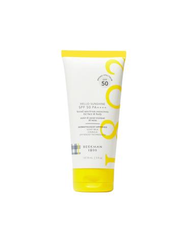 Beekman 1802 Hello Sunshine SPF 50 PA ++++ - Sunscreen for Face & Body - 5.0 fl. oz - Reduces Fine Lines & Protects Against Sun Damage - Good for Sensitive Skin - Cruelty Free - Reef Safe