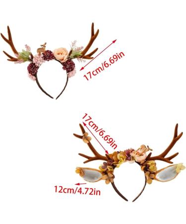 TQUXNGA Aesthetic Antler Headband for Christmas Reindeers Antler Hairhoop Holiday Headpiece Halloween Cosplay Costume Hair Decor Brown A - Buy Online on GoSupps.com