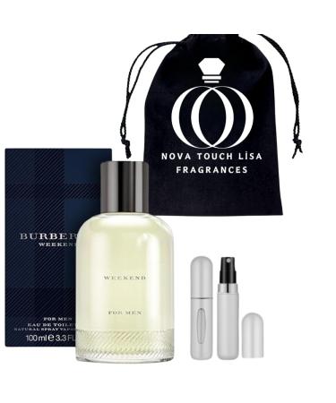 Men Cologne Burbery Weekend Eau de Toilette 3.3 oz Bundle with 5ML Mini Refillable Empty Perfume Atomizer Bottle