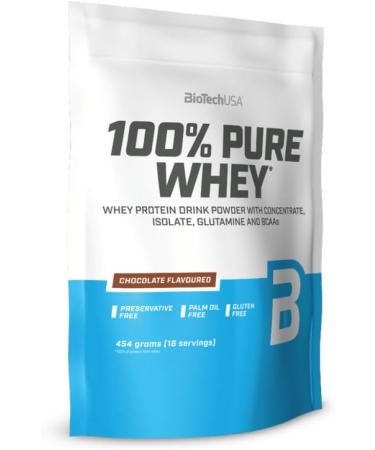 2 x Biotech USA 100 Pure Whey Protein 454 g bag chocolate pack of 2 - Buy Online on GoSupps.com