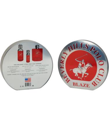 Beverly Hills Polo Club Men's 3 Piece Cologne Gift Set in Collectable Tin with Eau De Toilettes and After Shave BHPC (Blaze) - Buy Online on GoSupps.com