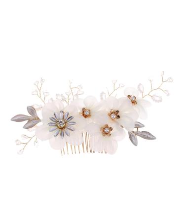 MAGICLULU Hair Side Combs Bridal Headpiece Metal Hair Barrettes Wedding Headwear Pearl Hair Comb Hair Combs Barrette Hair Accessories Tiara Wedding Hair Comb Gauze Dress Bride