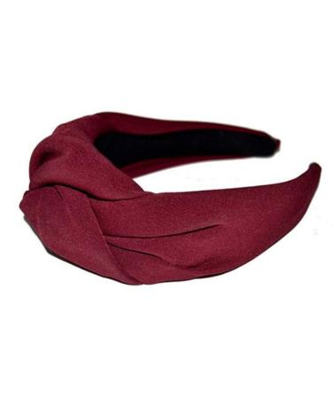 Minkissy Wide Knotted Headband Twist Turban Hairband Solid Cross Turban Hairhoop for Yoga Sport or Daily Wear (Claret)