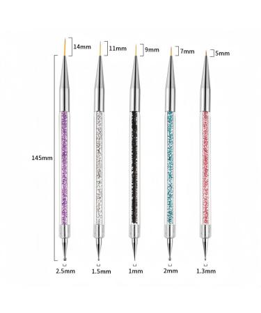 5-Piece Nail Brush Set - Professional Nail Art Dotting Tools & Dual-Ended Acrylic Pen for DIY Nail Design - Buy Online on GoSupps.com