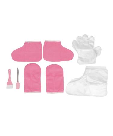 Paraffin Wax Bath Liners Wax Hand Foot Liners Paraffin Pink Flannel Keep Warm Disposable Gloves Wax Mitts Foot Set