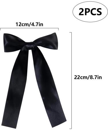 2 Pack Hair Bows for Girls and Women Large Bow Hair Clips Hair Barrette with Long Silky Satin Black Hair Accessories for Girls(Black) - Buy Online on GoSupps.com