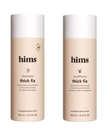 Hims Thick Fix Thickening Shampoo 6.4 Fl Oz and Conditioner 6.4 Fl Oz Set. DHT Targeting and Moisturizing. Adds Volume + Moisture. Formulated Saw Palmetto + Niacinamide. Vegan  Paraben  Sulfate  Cruelty Free.