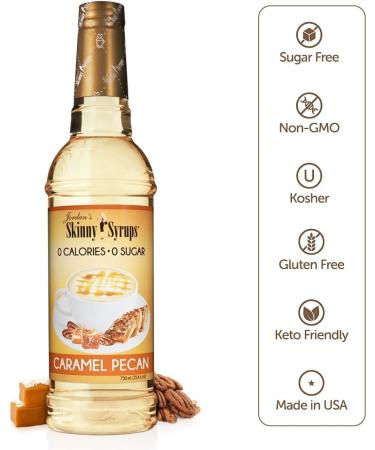 Jordan's Skinny Syrups Sugar-Free Coffee Syrup Caramel Pecan Flavoring for Chai Latte Protein Shake and More - Zero Calorie Gluten-Free Keto Friendly - 750ml (25.4 Fl Oz) - Pack of 6 - Buy Online on GoSupps.com