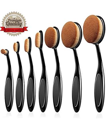 Pro Makeup Brush Set - 7 Piece Oval Head Brushes for Foundation, Concealer, Blending, Contouring - Multifunctional Tools - Buy Online on GoSupps.com