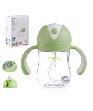 FDBTL Baby Soft Spout Sippy Cups  Learner Cup with Removable Handles  Leak-Proof  Spill-Proof  A Straw Brush  Break-Proof Cups for Toddlers Infant (Green 9oz)