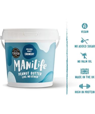  Manilife ManiLife Peanut Butter - Peanut Butter - All Natural Single Origin No Added Sugar No Palm Oil - Original Crunchy (1 x 1kg) - Buy Online on GoSupps.com