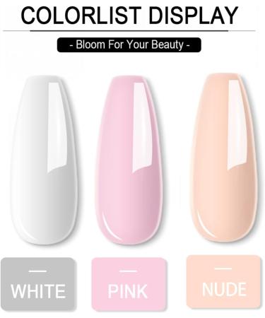 Acrylic Nail Kit for Beginners - White Pink Nude Acrylic Powder Set with Liquid for Nail Extension Carving - Includes Acrylic Nail Brush - Home Use - Buy Online on GoSupps.com