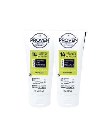 Proven Insect Repellent Lotion  Protects Against Mosquitoes, Ticks and Flies - 6 oz, Odorless 2-Pack
