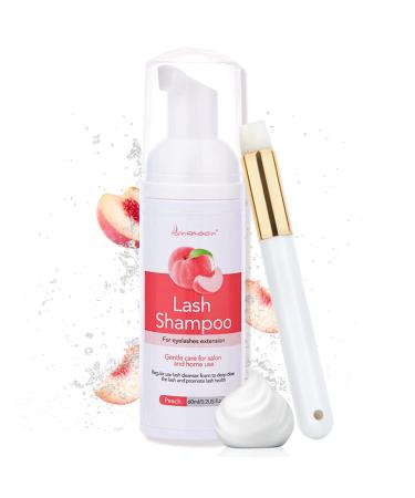 Lunamoon eyelashes shampoo lash shampoo eyelash foam Cleaner eyelash shampoo for eyelash extensions gentle lash cleaner foam wash for removing oil & make-up 60ml (peach) - Buy Online on GoSupps.com