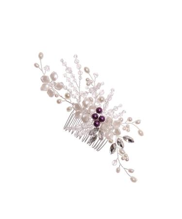 DOITOOL 1pc Braided Flower Comb Hair Accessory for Women Hair Jewels for Women Flower Hair Accessories Pearl Hair Barrettes To Weave Bride Wire White The Side Hair Comb