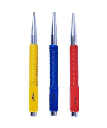 Mr Gadget Solutions 3pc Color Coded Nail Punch Set 1/32'' 1/16'' 3/32'' 1.5/2/3mm Bright & Panel Pins - Buy Online on GoSupps.com