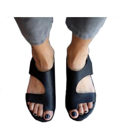 fohapfam Women Big Toe Correction Sandal Foot Orthopedic Bunion Corrector Orthotic Sandals with Arch Suppor Open-Toe Platform Shoes Toe Straighten Shoes Black 9 9 Black