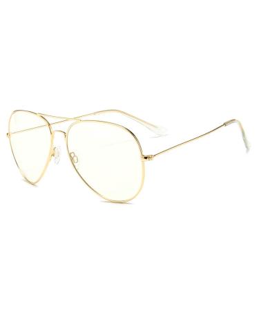 Dollger Blue Light Blocking Glasses Computer Glasses Anti Fatigue Eyeglasses Vintage Metal Frame Game Glasses for Women Men Gold