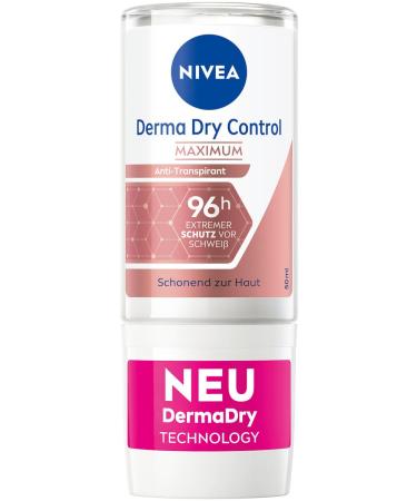 NIVEA Derma Dry Control Maximum Deodorant roll-on (50 ml) gentle on the skin for 96h protection and a soft feeling on the skin