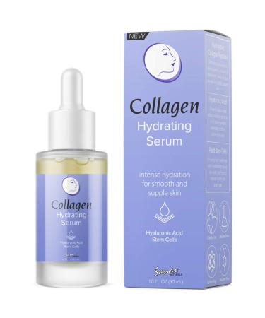 Collagen Hydrating Serum with Hyaluronic Acid - Reduce Wrinkles, Face Moisturizer Skin Care for Women 1 fl oz