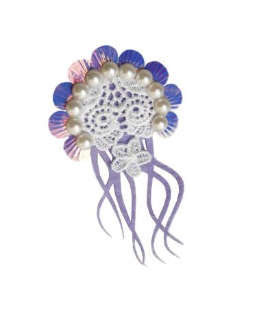 Beaupretty Fake Jellyfish Hair Clip Vocation Hair Sea Shell Pearl Hair Clip Bridal Side Clip Hair Barrettes for Women Hair Ties Holders Girl Hairpin Ocean Vacation Octopus Purple Faux Pearls