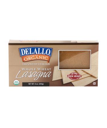 DeLallo Organic Whole Wheat Lasagna Noodles, Oven Ready, 9oz Box, 6-Pack