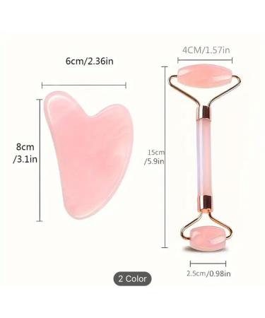 Rose Quartz Facial Roller & Gua Sha Set - Enhance Your Beauty Routine | International Shipping - Buy Online on GoSupps.com