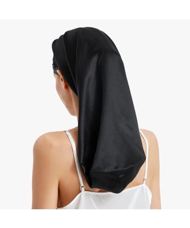 Lilysilk 100% Silk Mulberry Hair Hood - 19 Momme Sleeping Cap for Curly Hair - Black Night Hat for Women - Buy Online on GoSupps.com