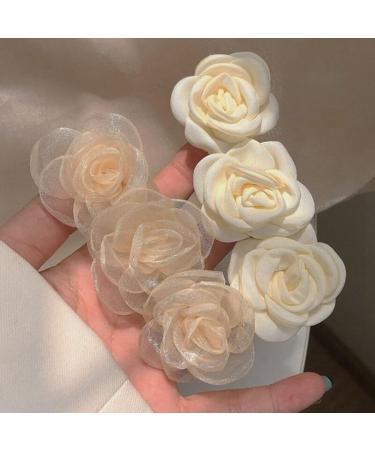 Elegant Camellia Floral Cloth Hair Pin Clip All-match Nonslip Barrette Flower French Hair Styling Hair Clip Barrette - Buy Online on GoSupps.com